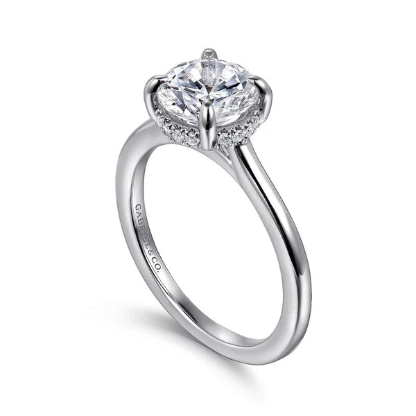 14K White Gold Round Halo Diamond Engagement Ring