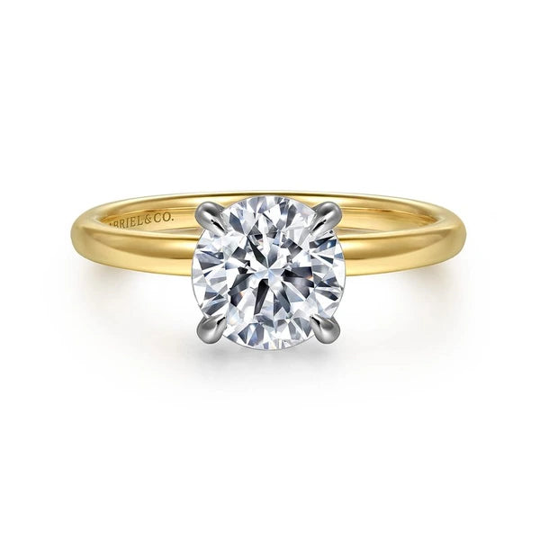 14K White & Yellow Gold Round Solitaire Engagement Ring