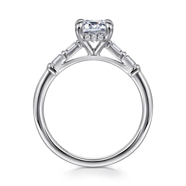 14K White Gold Emerald Cut Diamond Engagement Ring