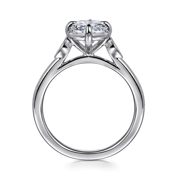 14K White Gold Oval Three Stone Diamond Engagement Ring