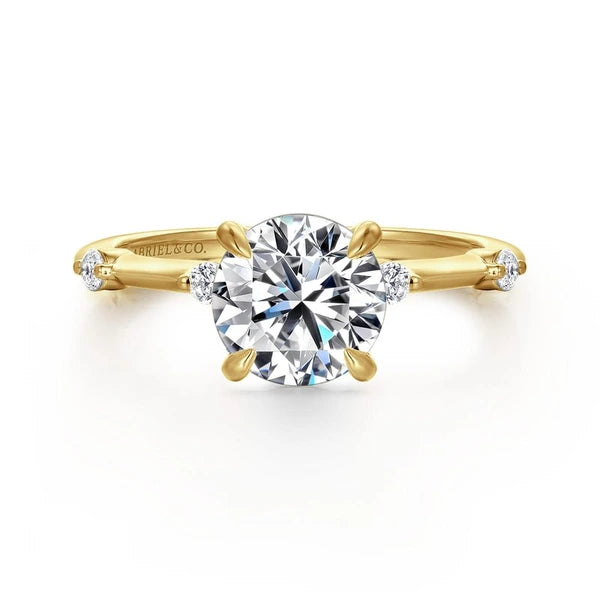 14K Yellow Gold Round Diamond Engagement Ring