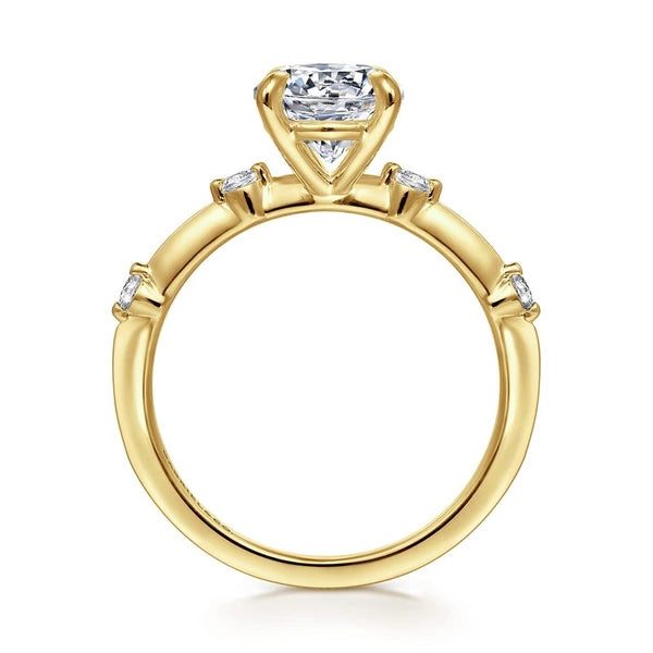 14K Yellow Gold Round Diamond Engagement Ring