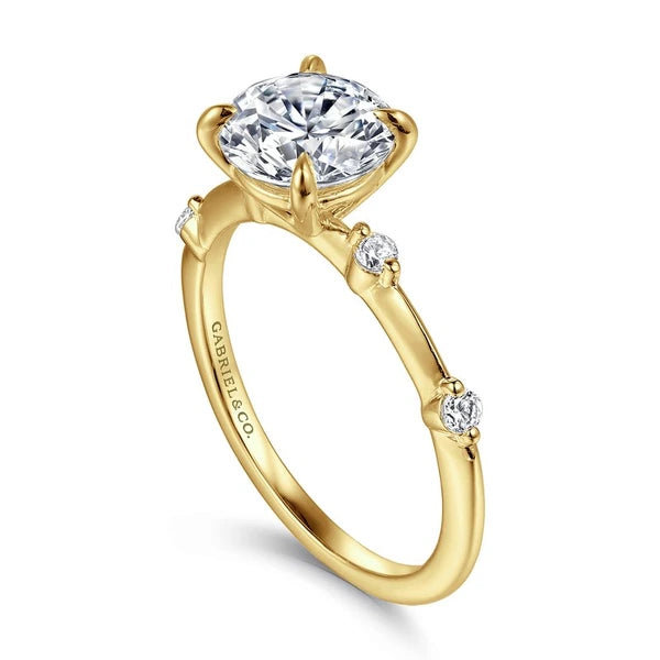 14K Yellow Gold Round Diamond Engagement Ring