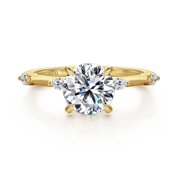 14K Yellow Gold Round Diamond Engagement Ring