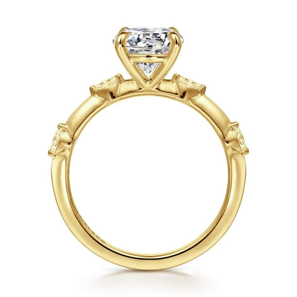 14K Yellow Gold Round Diamond Engagement Ring