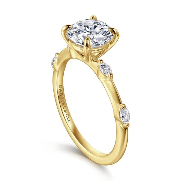 14K Yellow Gold Round Diamond Engagement Ring