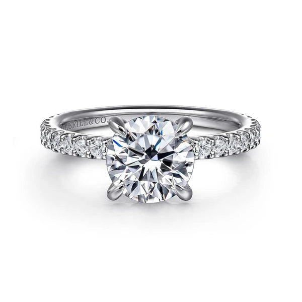 14K White Gold Round Diamond Engagement Ring