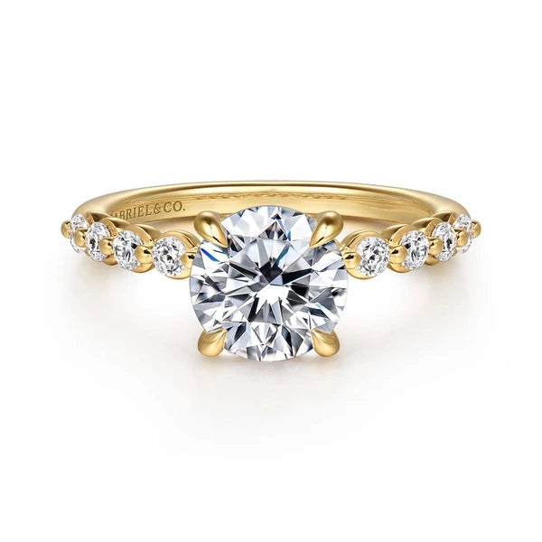 14K Yellow Gold Round Diamond Engagement Ring