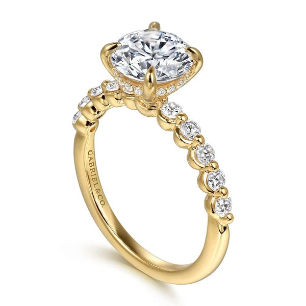 14K Yellow Gold Round Diamond Engagement Ring