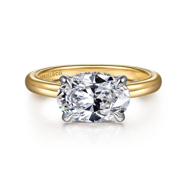 14K White-Yellow Gold Oval Diamond Engagement Ring