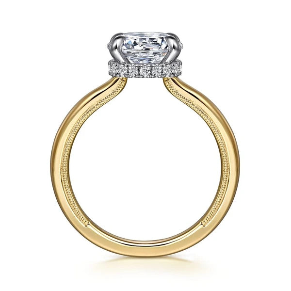 14K White-Yellow Gold Round Diamond Engagement Ring