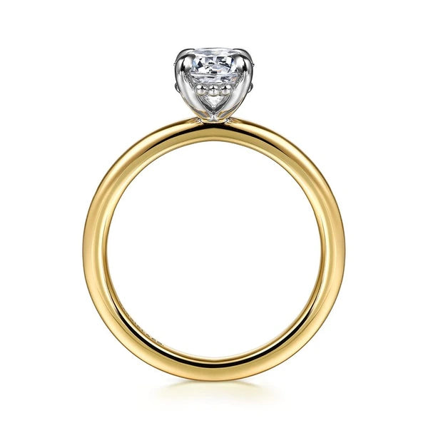 14K White-Yellow Gold Oval Diamond Engagement Ring