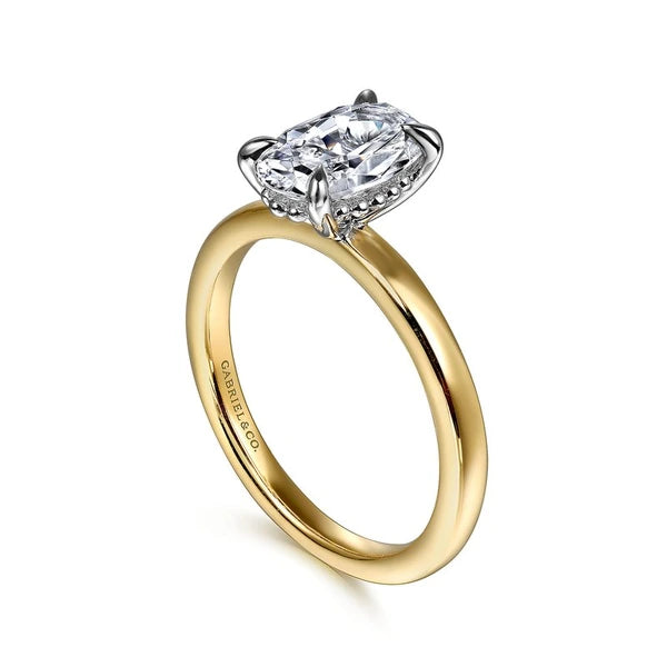 14K White-Yellow Gold Oval Diamond Engagement Ring