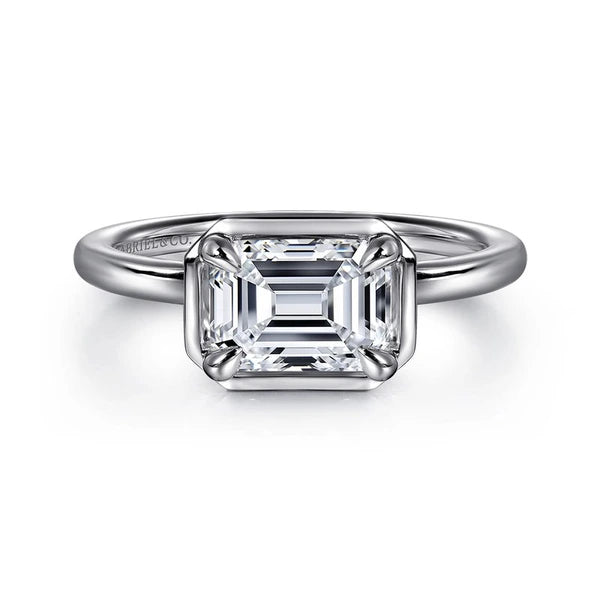 14K White Gold Emerald Cut Diamond Engagement Ring