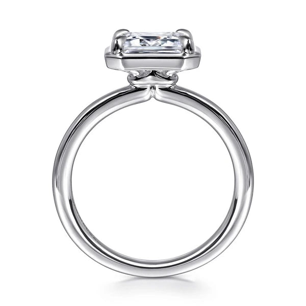14K White Gold Emerald Cut Diamond Engagement Ring