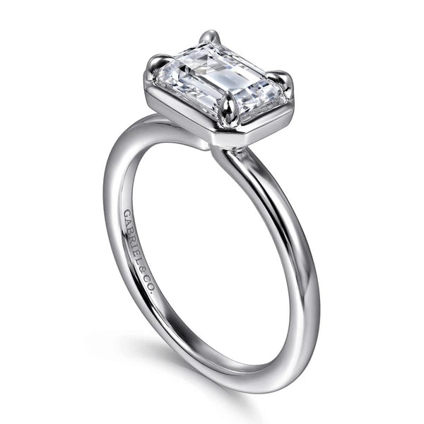14K White Gold Emerald Cut Diamond Engagement Ring
