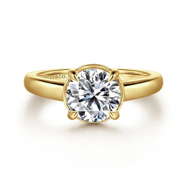 14K Yellow Gold Round Diamond Engagement Ring