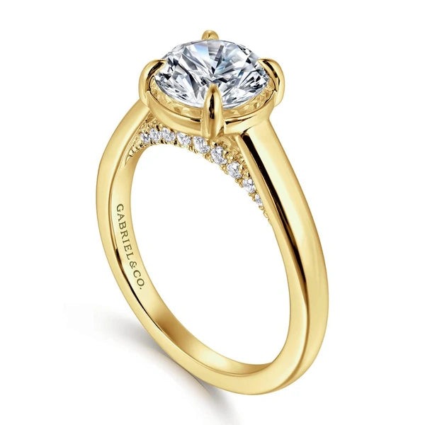 14K Yellow Gold Round Diamond Engagement Ring