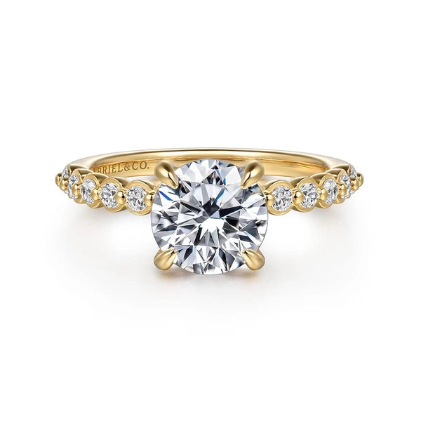 14K Yellow Gold Round Diamond Engagement Ring