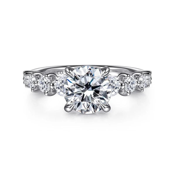 14K White Gold Round Diamond Engagement Ring