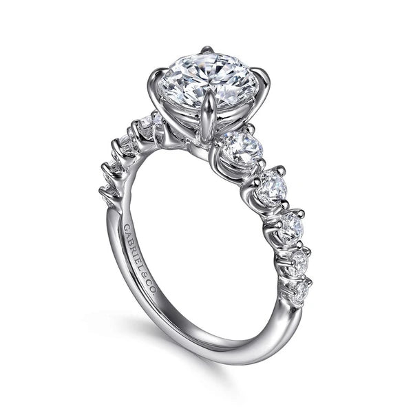 14K White Gold Round Diamond Engagement Ring