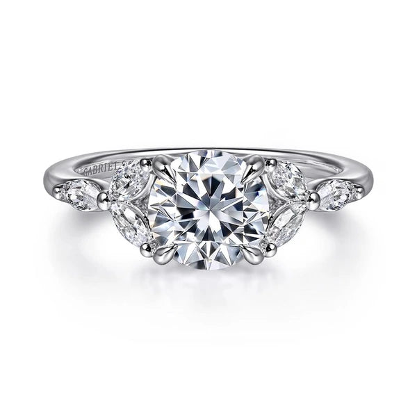 14K White Gold Round Diamond Engagement Ring