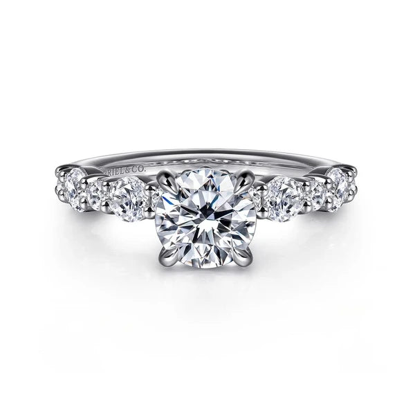 14K White Gold Round Diamond Engagement Ring