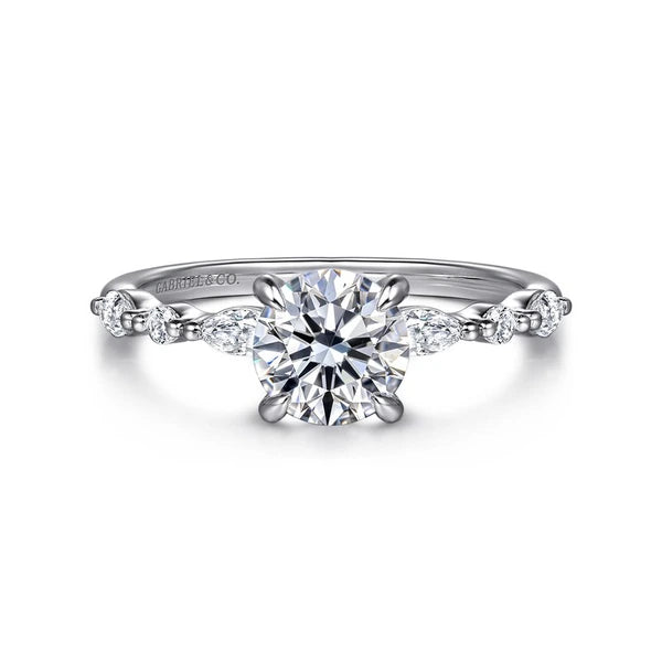 14K White Gold Round Diamond Engagement Ring