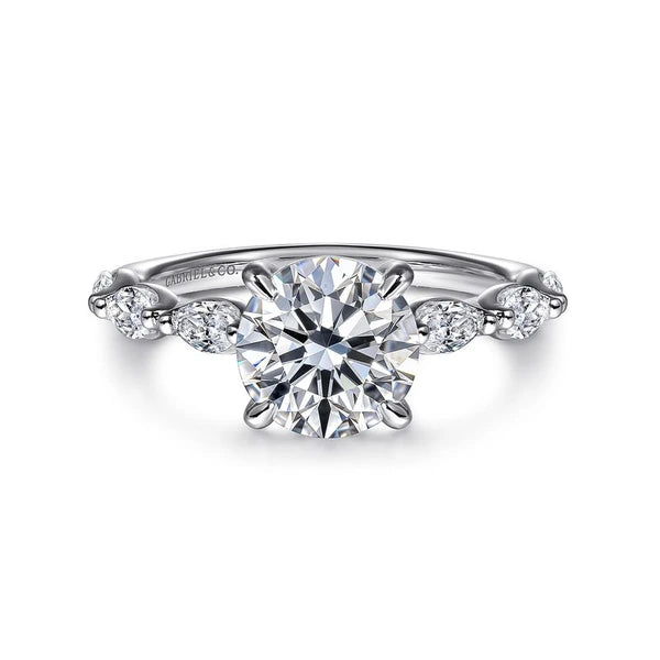 14K White Gold Round Diamond Engagement Ring