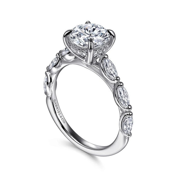 14K White Gold Round Diamond Engagement Ring