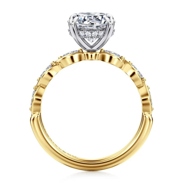 14K White-Yellow Gold Round Diamond Engagement Ring