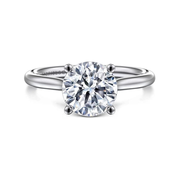 14K White Gold Round Solitaire Diamond Engagement Ring