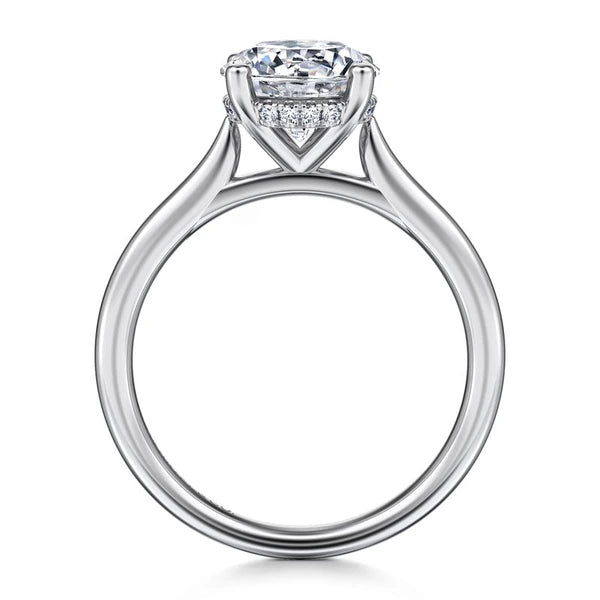 14K White Gold Round Solitaire Diamond Engagement Ring
