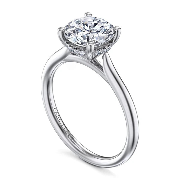 14K White Gold Round Solitaire Diamond Engagement Ring