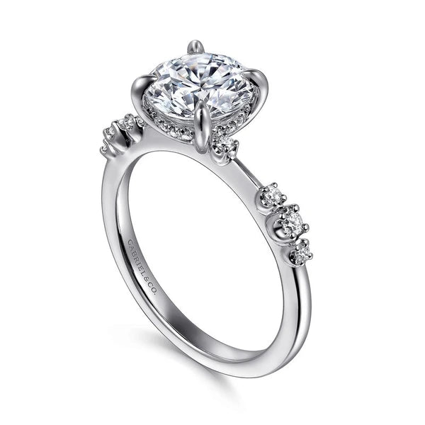 14K White Gold Round Diamond Engagement Ring