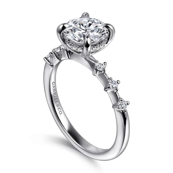14K White Gold Round Diamond Engagement Ring