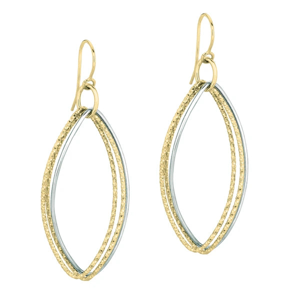 14K Gold Polished &amp; Diamond Cut Dangle Earring