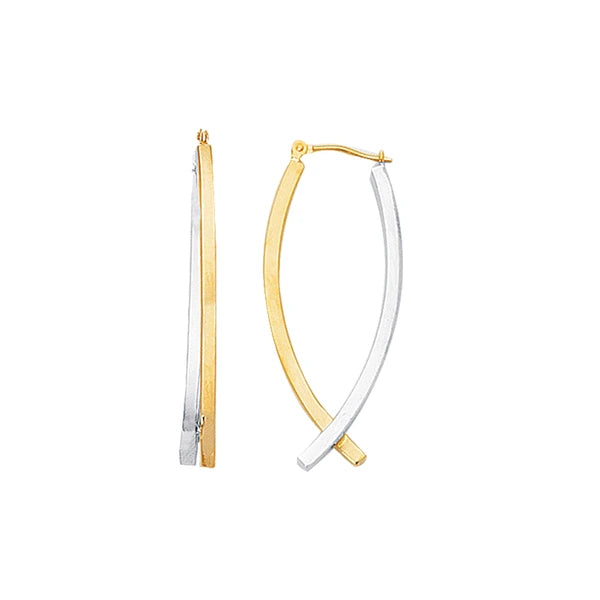 14K Yellow &amp; White Gold Polished Hoop Earring