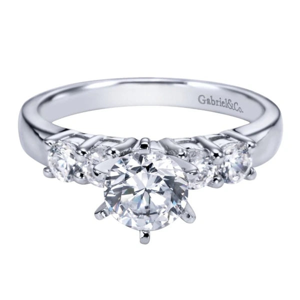 14K White Gold Round Diamond Engagement Ring