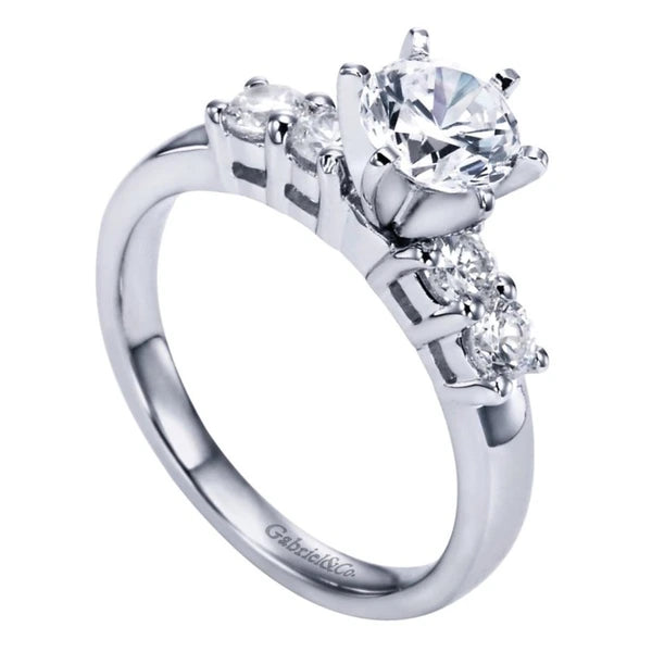14K White Gold Round Diamond Engagement Ring