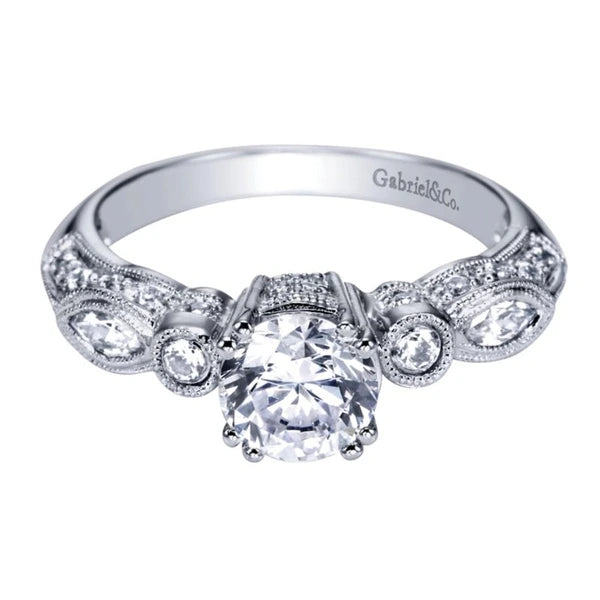 14K White Gold Round Diamond Engagement Ring