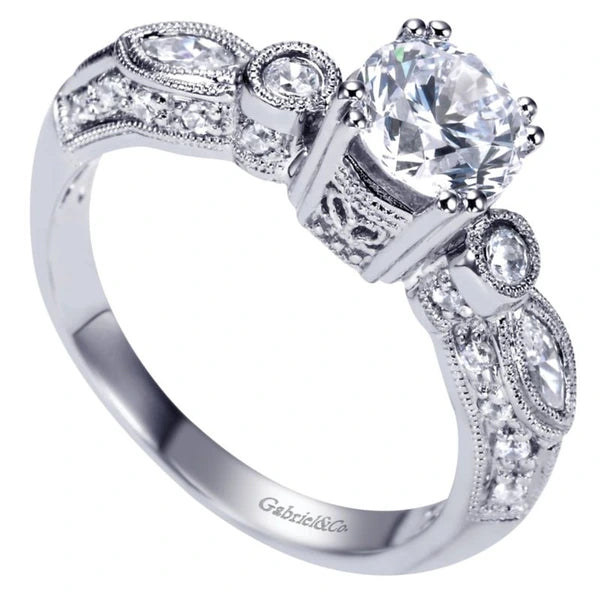 14K White Gold Round Diamond Engagement Ring