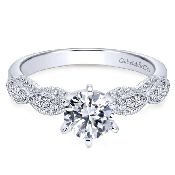 14K White Gold Round Diamond Engagement Ring