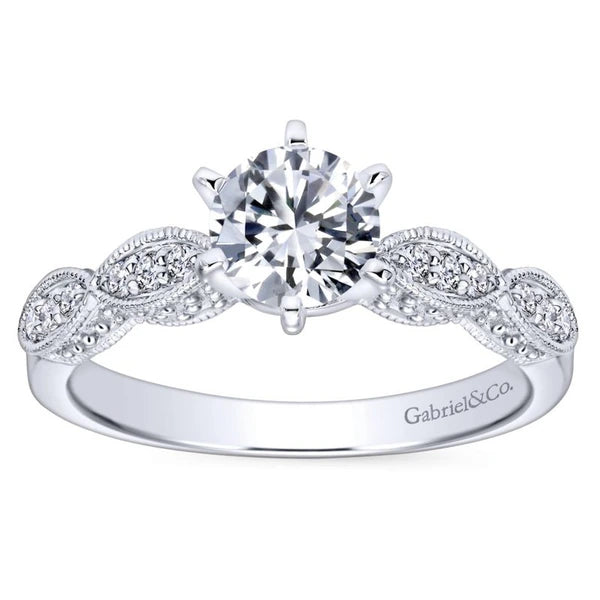 14K White Gold Round Diamond Engagement Ring
