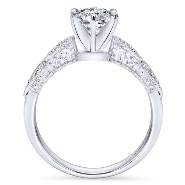 14K White Gold Round Diamond Engagement Ring