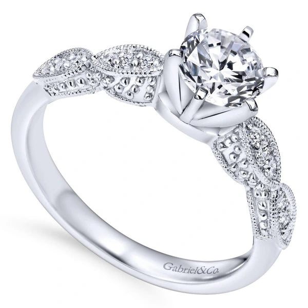 14K White Gold Round Diamond Engagement Ring