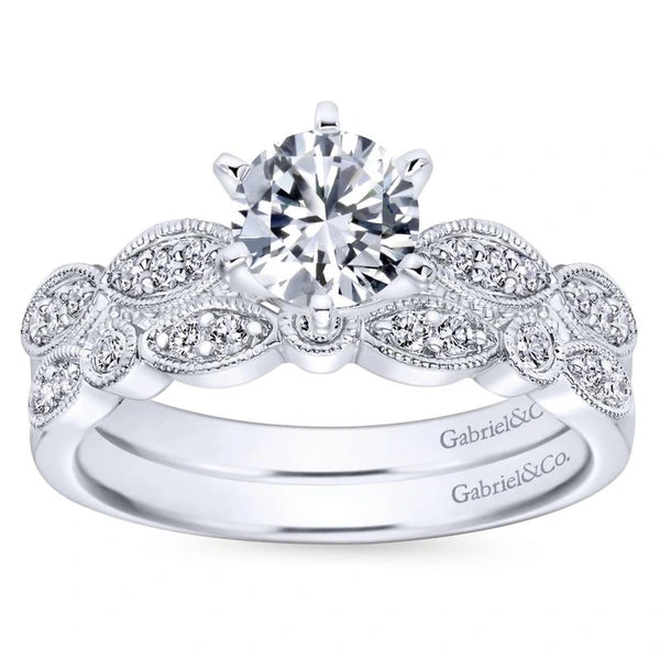 14K White Gold Round Diamond Engagement Ring