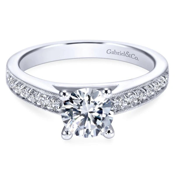 14K White Gold Round Diamond Engagement Ring