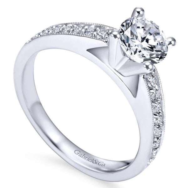 14K White Gold Round Diamond Engagement Ring