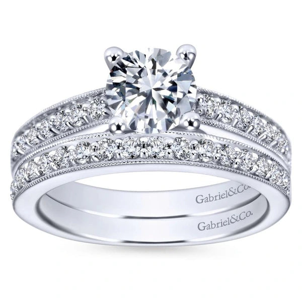 14K White Gold Round Diamond Engagement Ring